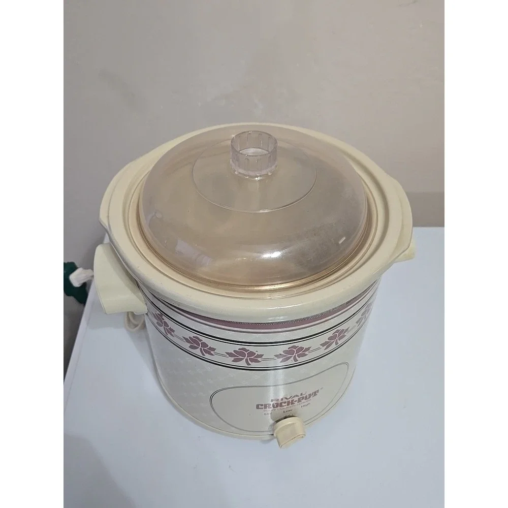 VTG Rival Crock Pot 3.5 Qt Slow Cooker 3150 Tested Working w/ Lid Stone White